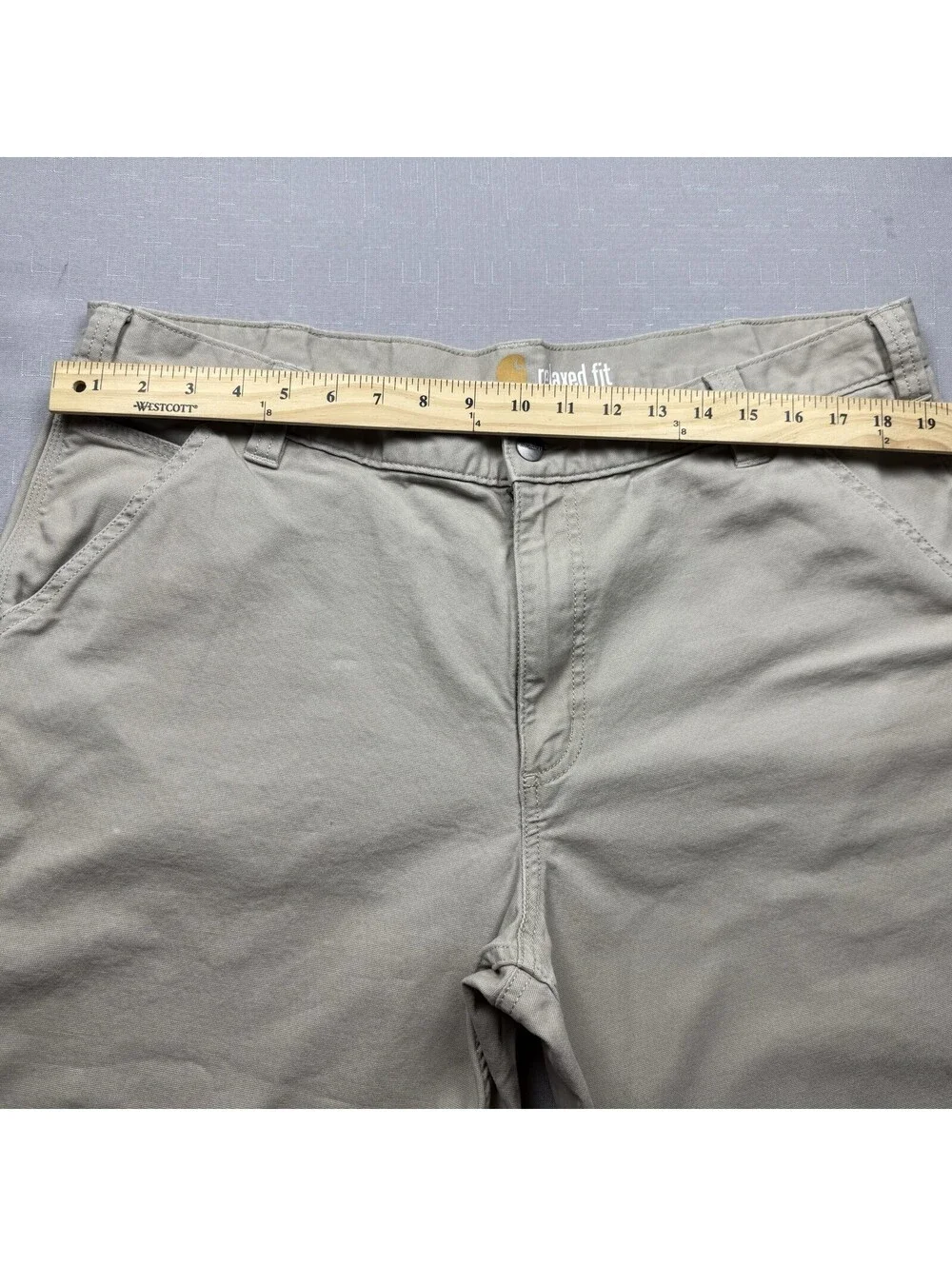 Carhartt Relaxed Fit Canvas Work Pants Mens 40x28 Khaki Beige Utility Work